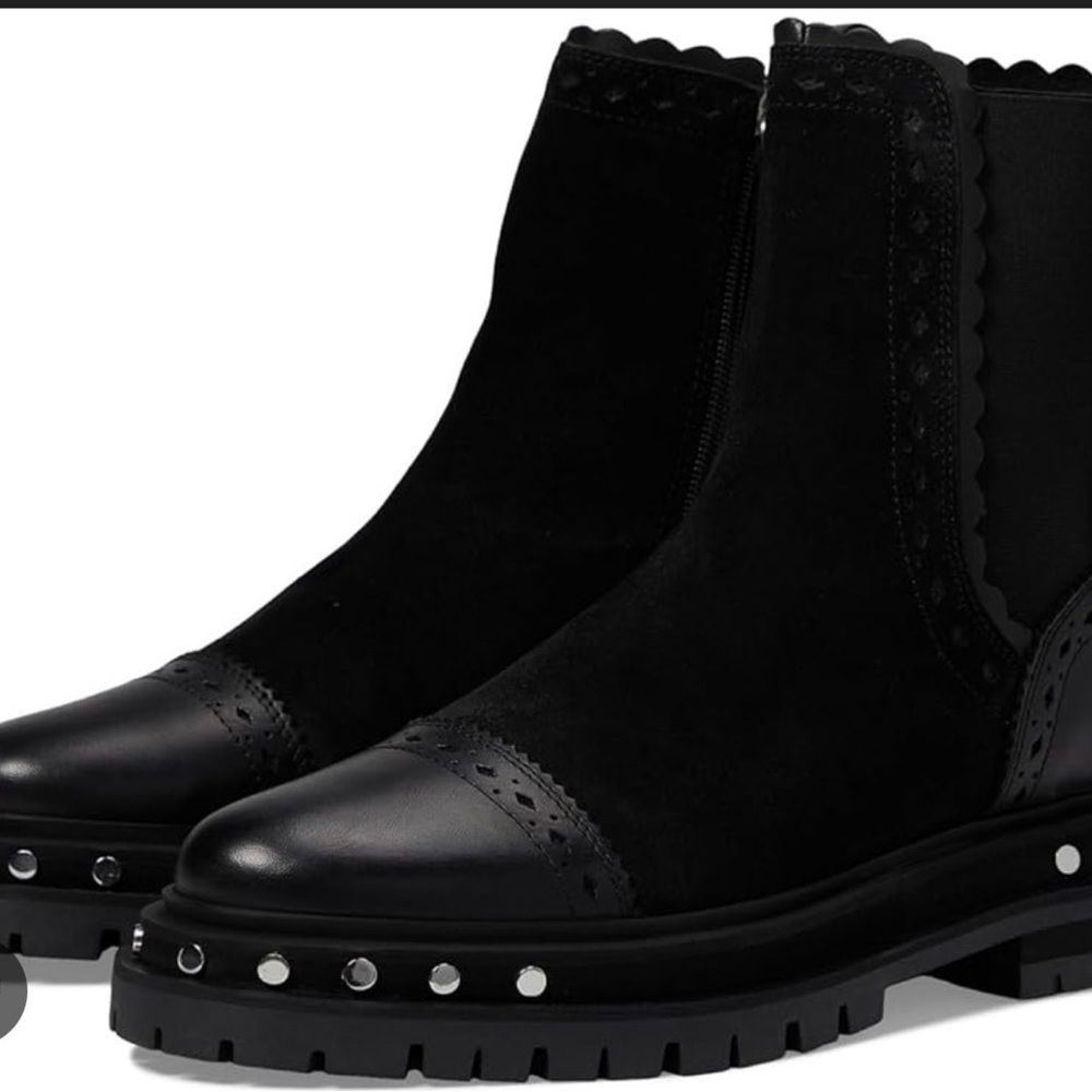 Free People Black Suede and Leather Ankle Boots